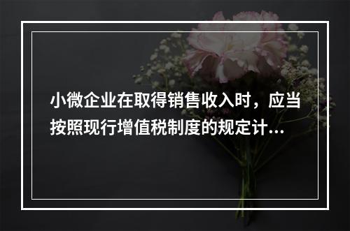 小微企业在取得销售收入时，应当按照现行增值税制度的规定计算应