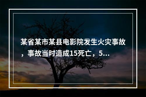 某省某市某县电影院发生火灾事故，事故当时造成15死亡，55人