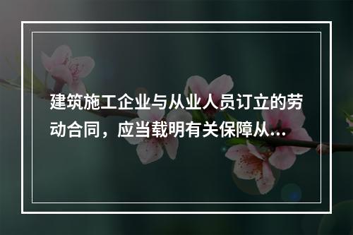 建筑施工企业与从业人员订立的劳动合同，应当载明有关保障从业人