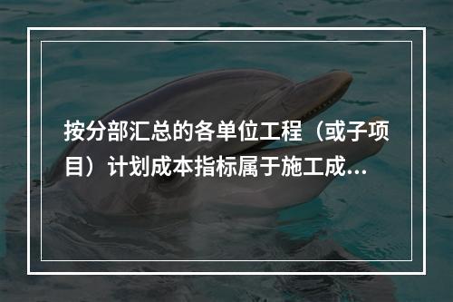 按分部汇总的各单位工程（或子项目）计划成本指标属于施工成本计