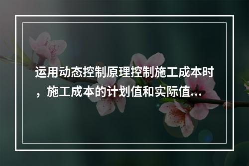 运用动态控制原理控制施工成本时，施工成本的计划值和实际值的比