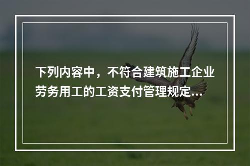 下列内容中，不符合建筑施工企业劳务用工的工资支付管理规定的是