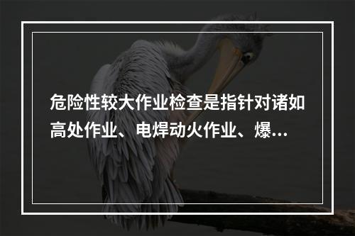 危险性较大作业检查是指针对诸如高处作业、电焊动火作业、爆破作