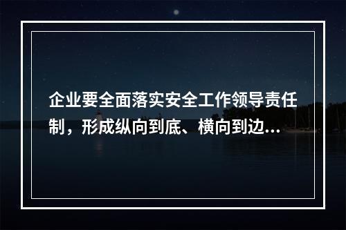 企业要全面落实安全工作领导责任制，形成纵向到底、横向到边的严