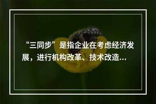 “三同步”是指企业在考虑经济发展，进行机构改革、技术改造时，