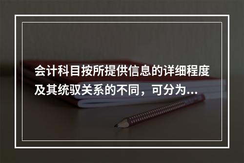 会计科目按所提供信息的详细程度及其统驭关系的不同，可分为（