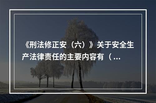 《刑法修正安（六）》关于安全生产法律责任的主要内容有（ ）。