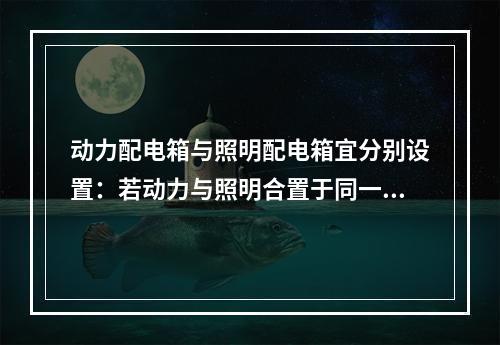 动力配电箱与照明配电箱宜分别设置：若动力与照明合置于同一配电