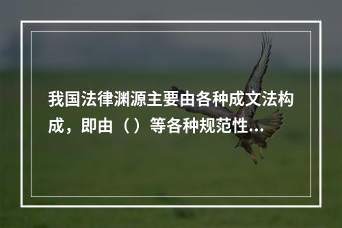 我国法律渊源主要由各种成文法构成，即由（ ）等各种规范性法律