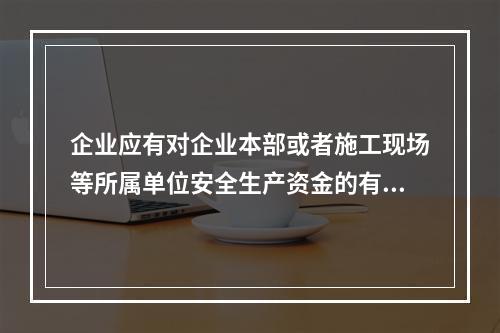 企业应有对企业本部或者施工现场等所属单位安全生产资金的有效投