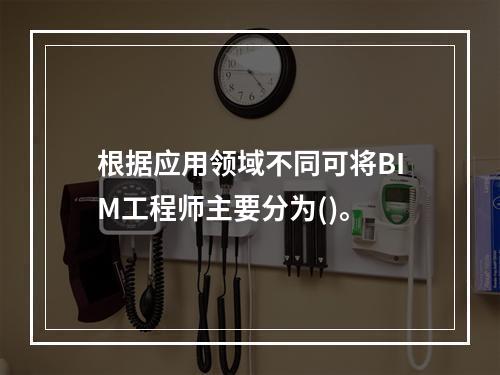 根据应用领域不同可将BIM工程师主要分为()。