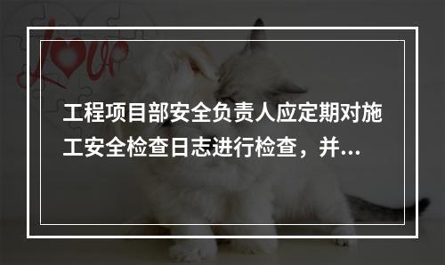 工程项目部安全负责人应定期对施工安全检查日志进行检查，并签名