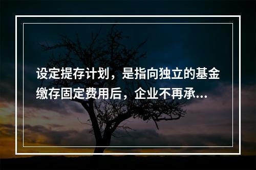 设定提存计划，是指向独立的基金缴存固定费用后，企业不再承担进