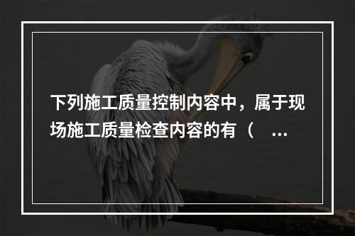 下列施工质量控制内容中，属于现场施工质量检查内容的有（　）。