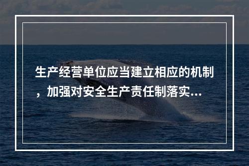 生产经营单位应当建立相应的机制，加强对安全生产责任制落实情况