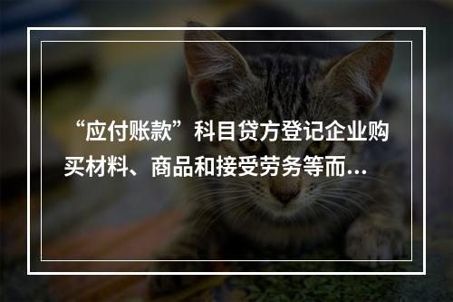 “应付账款”科目贷方登记企业购买材料、商品和接受劳务等而发生