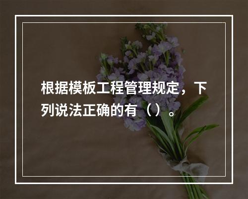 根据模板工程管理规定，下列说法正确的有（ ）。