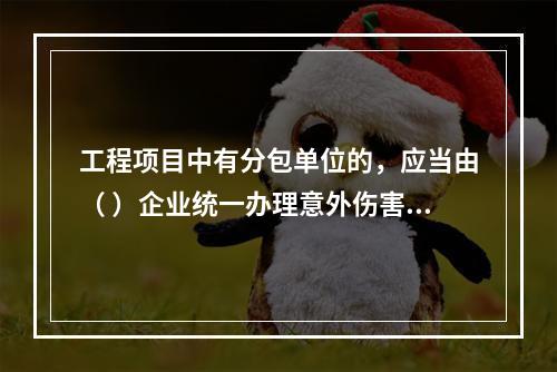 工程项目中有分包单位的，应当由（ ）企业统一办理意外伤害保险