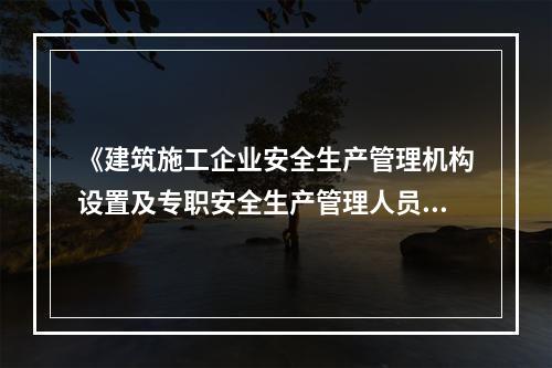 《建筑施工企业安全生产管理机构设置及专职安全生产管理人员配备