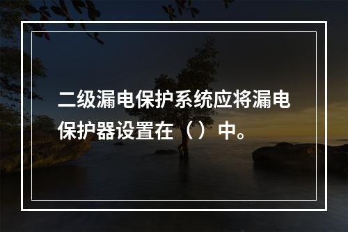 二级漏电保护系统应将漏电保护器设置在（ ）中。