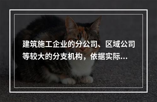 建筑施工企业的分公司、区域公司等较大的分支机构，依据实际生产