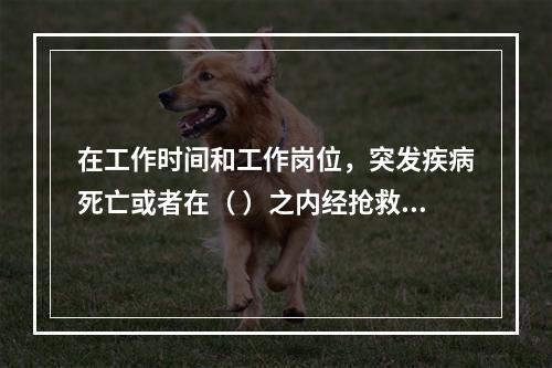 在工作时间和工作岗位，突发疾病死亡或者在（ ）之内经抢救无效