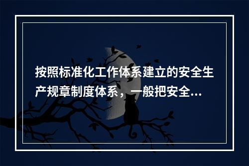 按照标准化工作体系建立的安全生产规章制度体系，一般把安全生产