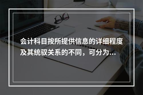 会计科目按所提供信息的详细程度及其统驭关系的不同，可分为（