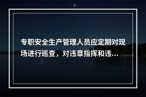 专职安全生产管理人员应定期对现场进行巡查，对违章指挥和违章作