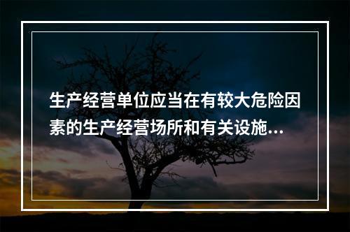 生产经营单位应当在有较大危险因素的生产经营场所和有关设施、设