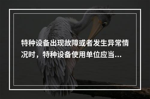 特种设备出现故障或者发生异常情况时，特种设备使用单位应当对其