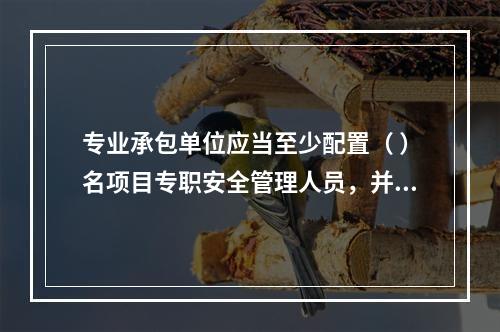 专业承包单位应当至少配置（ ）名项目专职安全管理人员，并根据