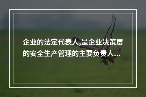 企业的法定代表人,是企业决策层的安全生产管理的主要负责人。