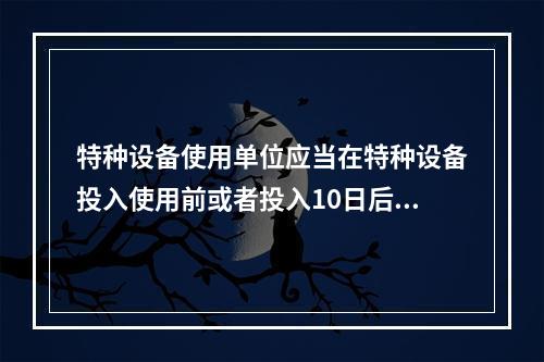 特种设备使用单位应当在特种设备投入使用前或者投入10日后，向