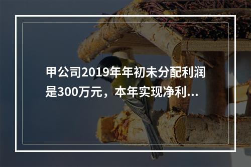 甲公司2019年年初未分配利润是300万元，本年实现净利润5