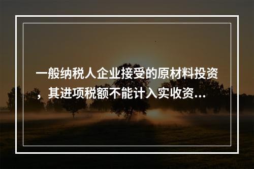 一般纳税人企业接受的原材料投资，其进项税额不能计入实收资本。