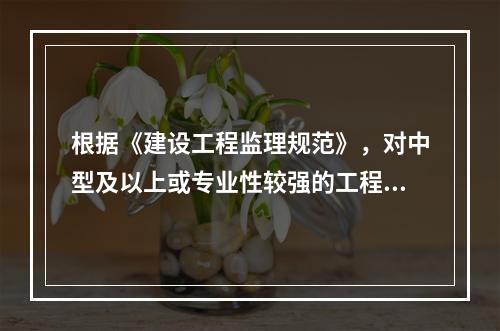 根据《建设工程监理规范》，对中型及以上或专业性较强的工程项目