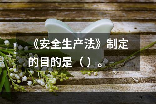 《安全生产法》制定的目的是（ ）。