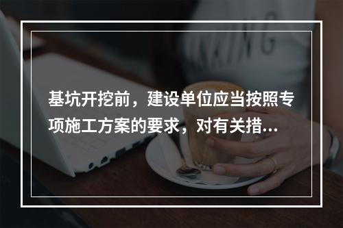 基坑开挖前，建设单位应当按照专项施工方案的要求，对有关措施进