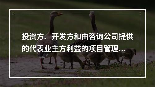 投资方、开发方和由咨询公司提供的代表业主方利益的项目管理服务