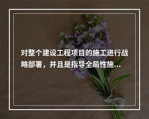 对整个建设工程项目的施工进行战略部署，并且是指导全局性施工的