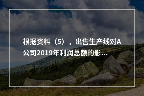 根据资料（5），出售生产线对A公司2019年利润总额的影响金