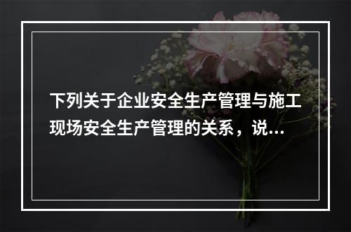 下列关于企业安全生产管理与施工现场安全生产管理的关系，说法错