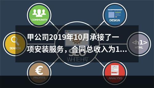 甲公司2019年10月承接了一项安装服务，合同总收入为100