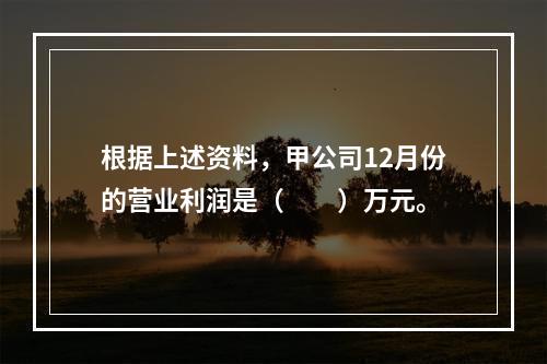 根据上述资料，甲公司12月份的营业利润是（　　）万元。