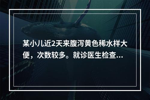 某小儿近2天来腹泻黄色稀水样大便，次数较多。就诊医生检查后，