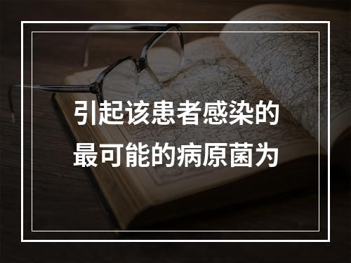 引起该患者感染的最可能的病原菌为