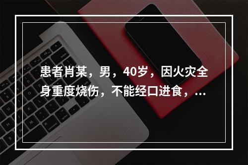 患者肖某，男，40岁，因火灾全身重度烧伤，不能经口进食，消化