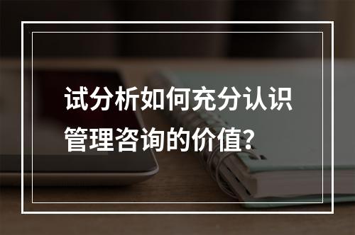 试分析如何充分认识管理咨询的价值？