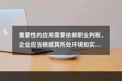 重要性的应用需要依赖职业判断，企业应当根据其所处环境和实际情